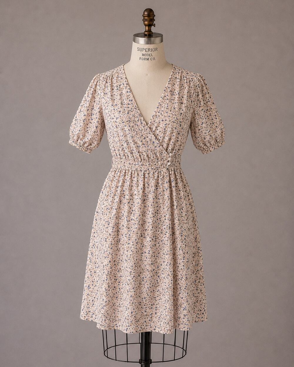 Mirth Handmade Collection Floral Wrap Midi Dress | Small | Made in India